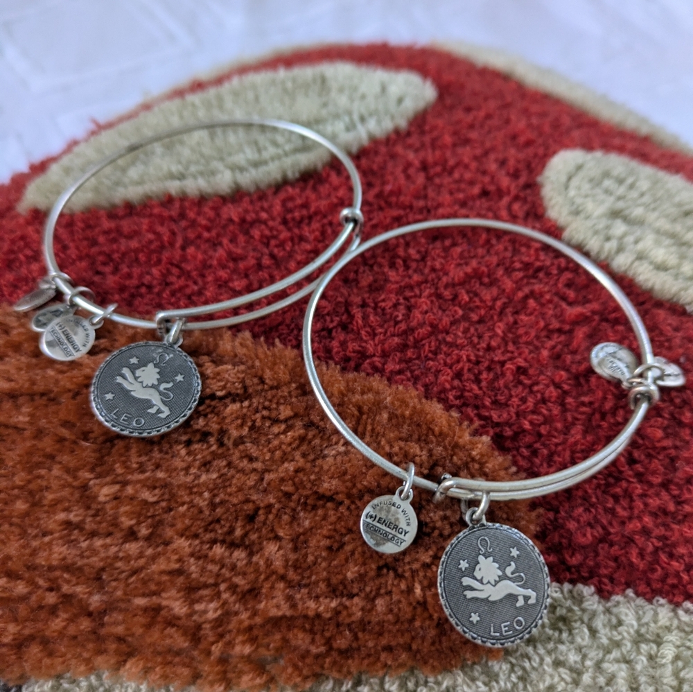 TWO Leo silver Alex and ani bangles